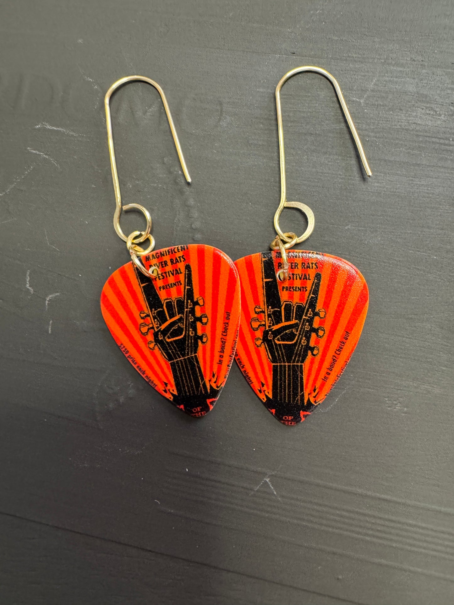 Guitar Pick Earrings- R & R and American Flags