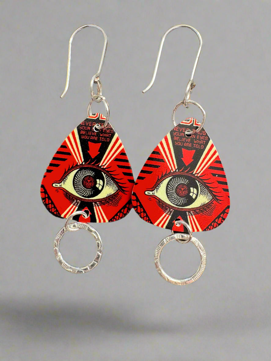 Guitar Pick Earrings- R & R and American Flags