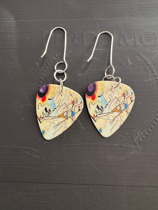 Kandinsky art series guitar pick earrings