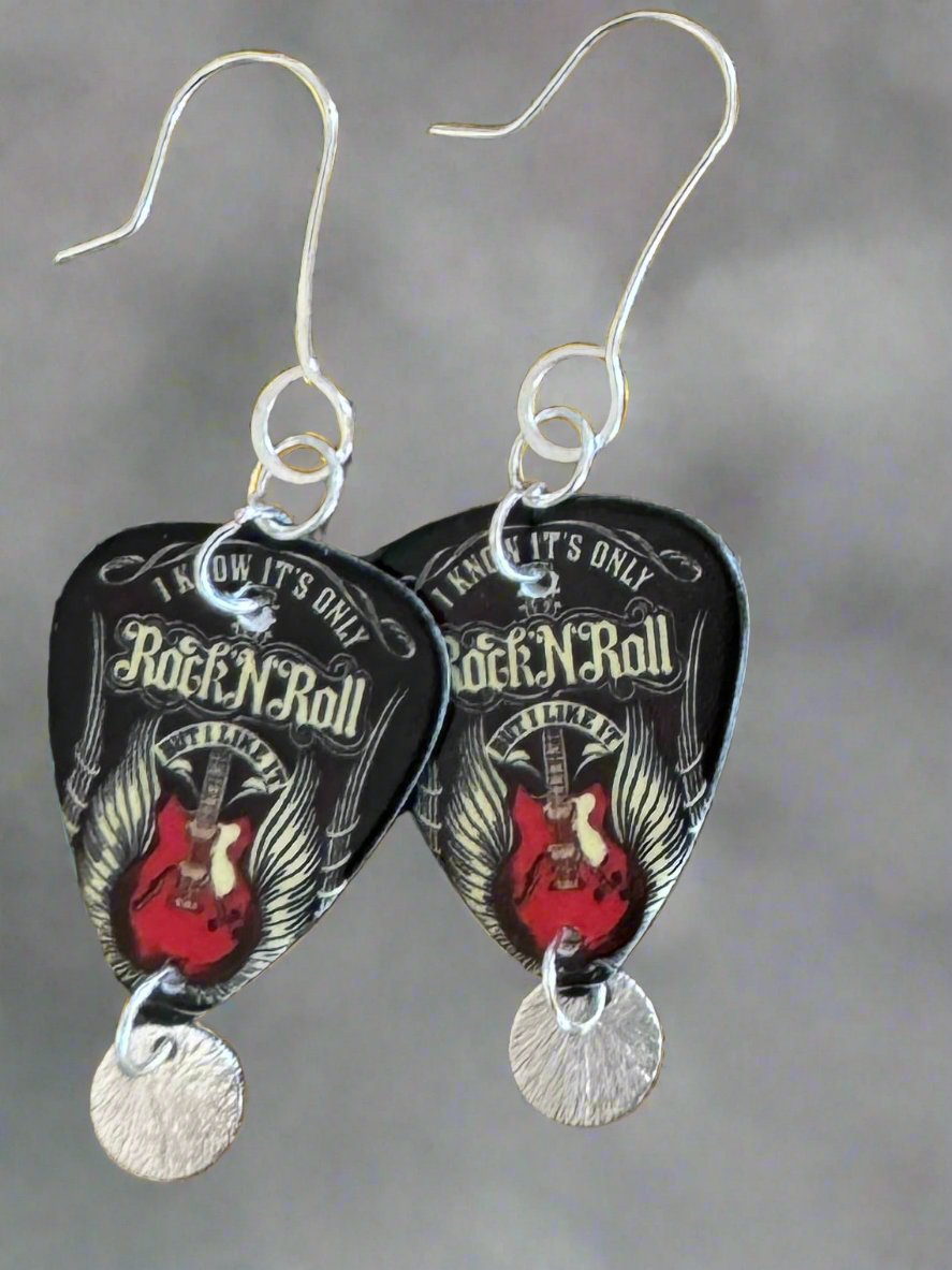 Rock and Roll / Pirate themed Guitar Pick Earrings