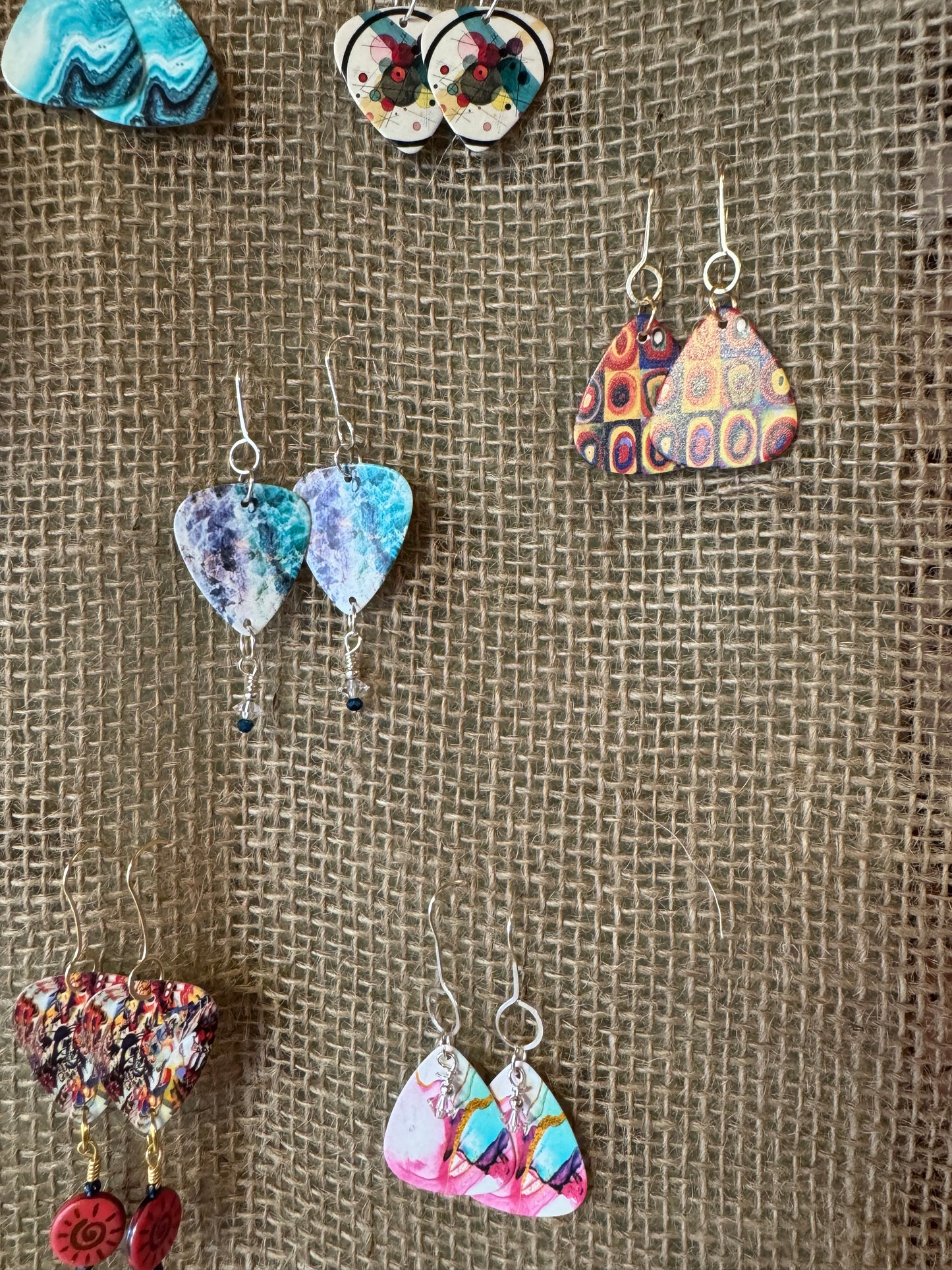 Artist Themed Guitar Pick Earrings